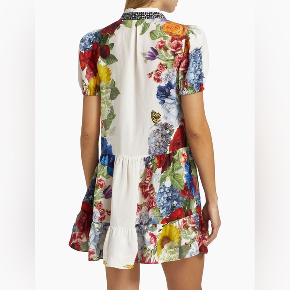 Alice + Olivia Claire Floral Puff-Sleeve Mini Shirtdress - Picture 4 of 8